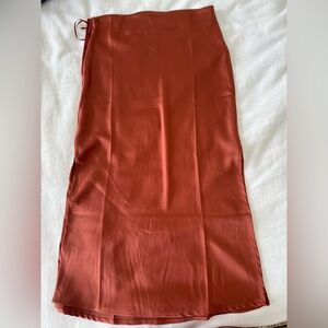 Princess Polly rust/dark orange satin maxi skirt US 4